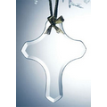 Beveled Jade Glass Ornament - Cross (Screened)
